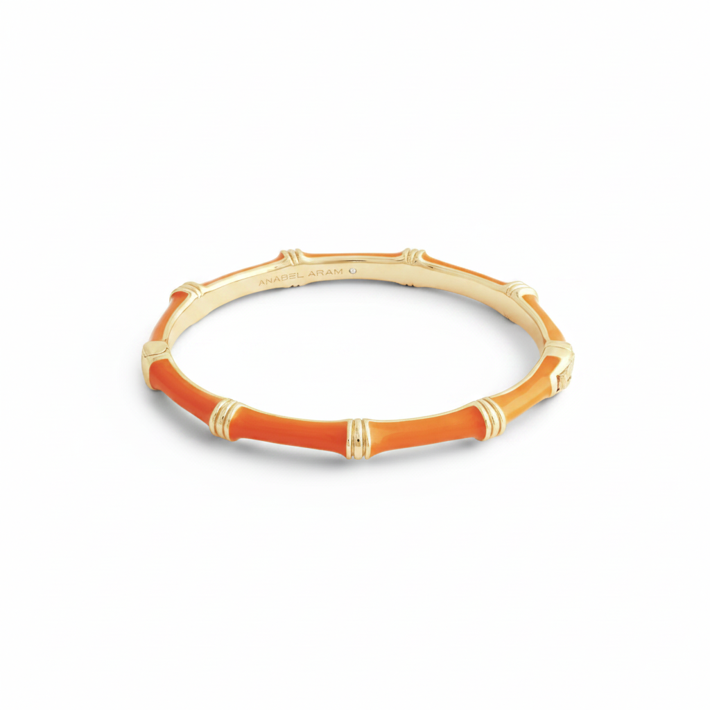Bamboo Enameled Hinged Bangle
