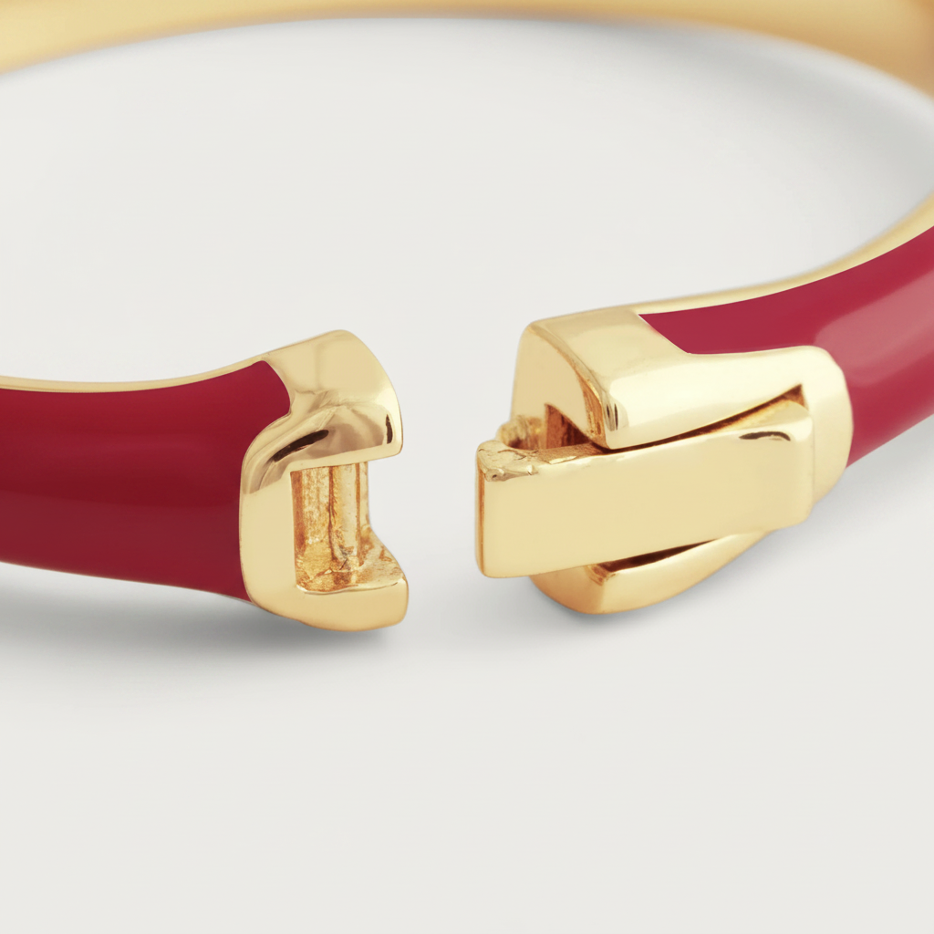 Bamboo Enameled Hinged Bangle