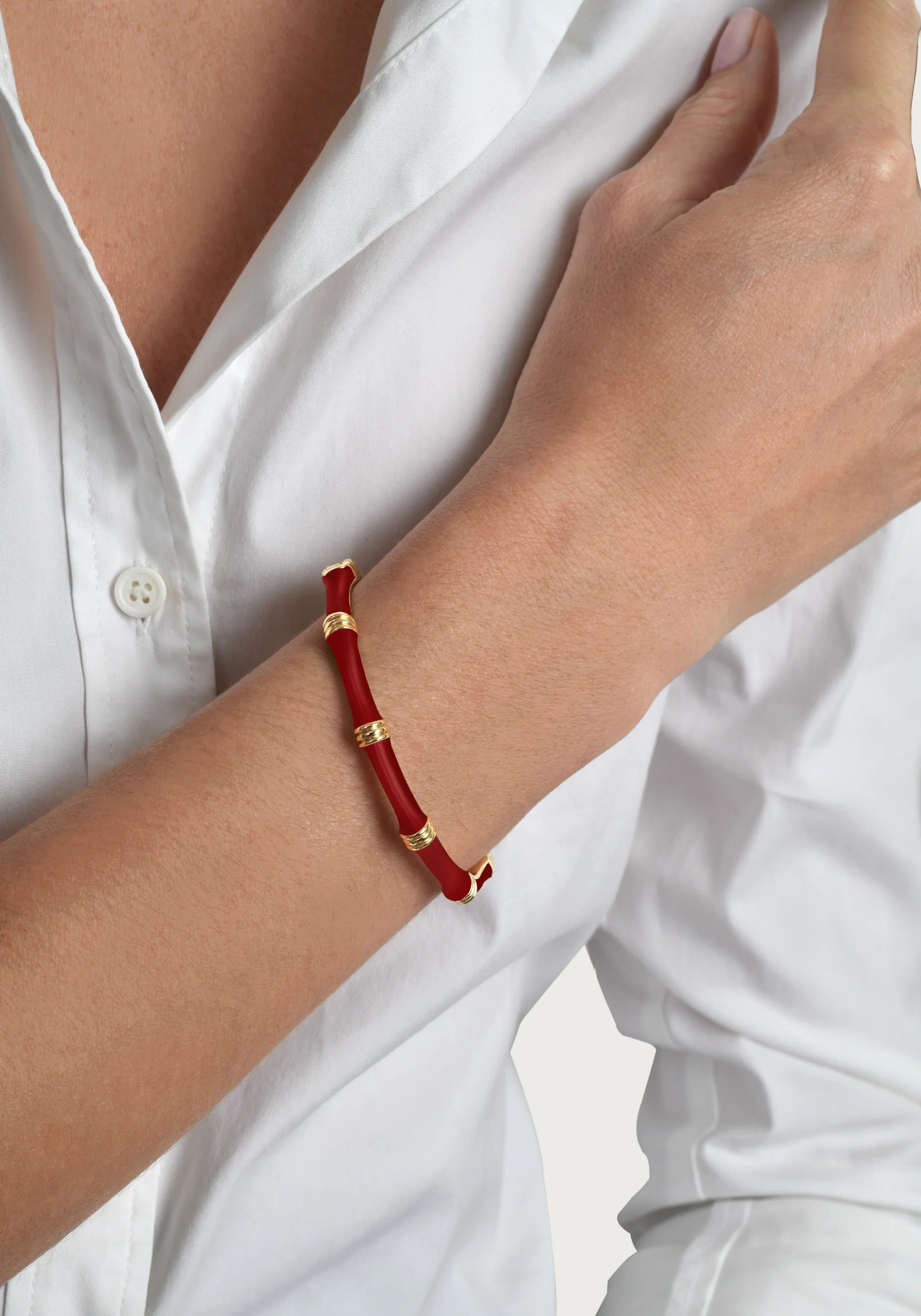 Bamboo Enameled Hinged Bangle