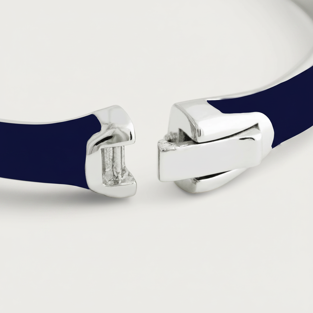 Bamboo Silver Enambled Hinge Bangle