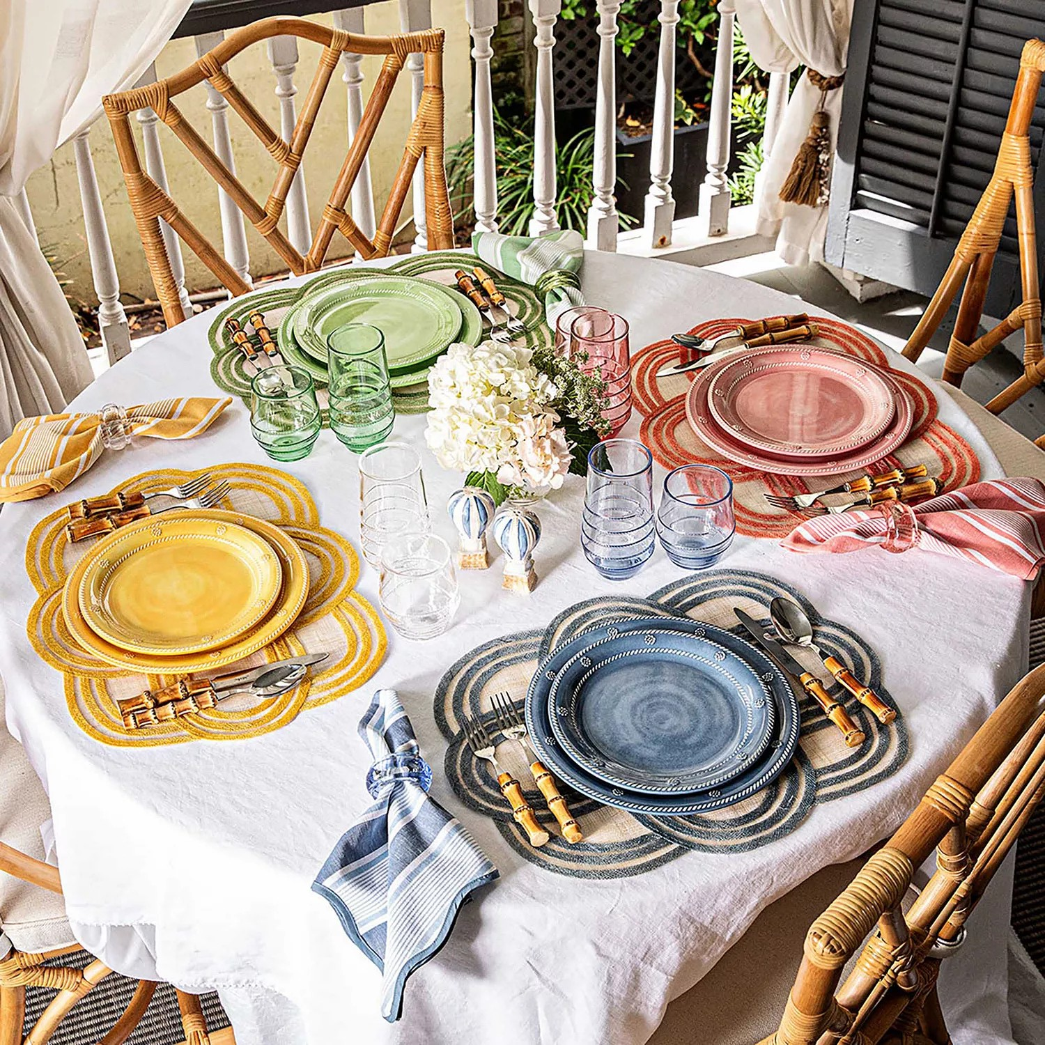 Berry & Thread Melamine Plate Set/4 Assorted Colors