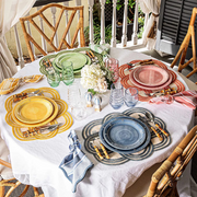 Berry & Thread Melamine Plate Set/4 Assorted Colors