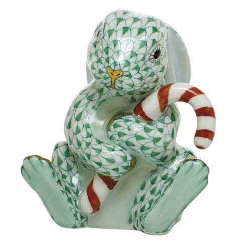 Candy Cane Bunny Figurine