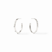 Crescent Silver Stone Hoop - Silver