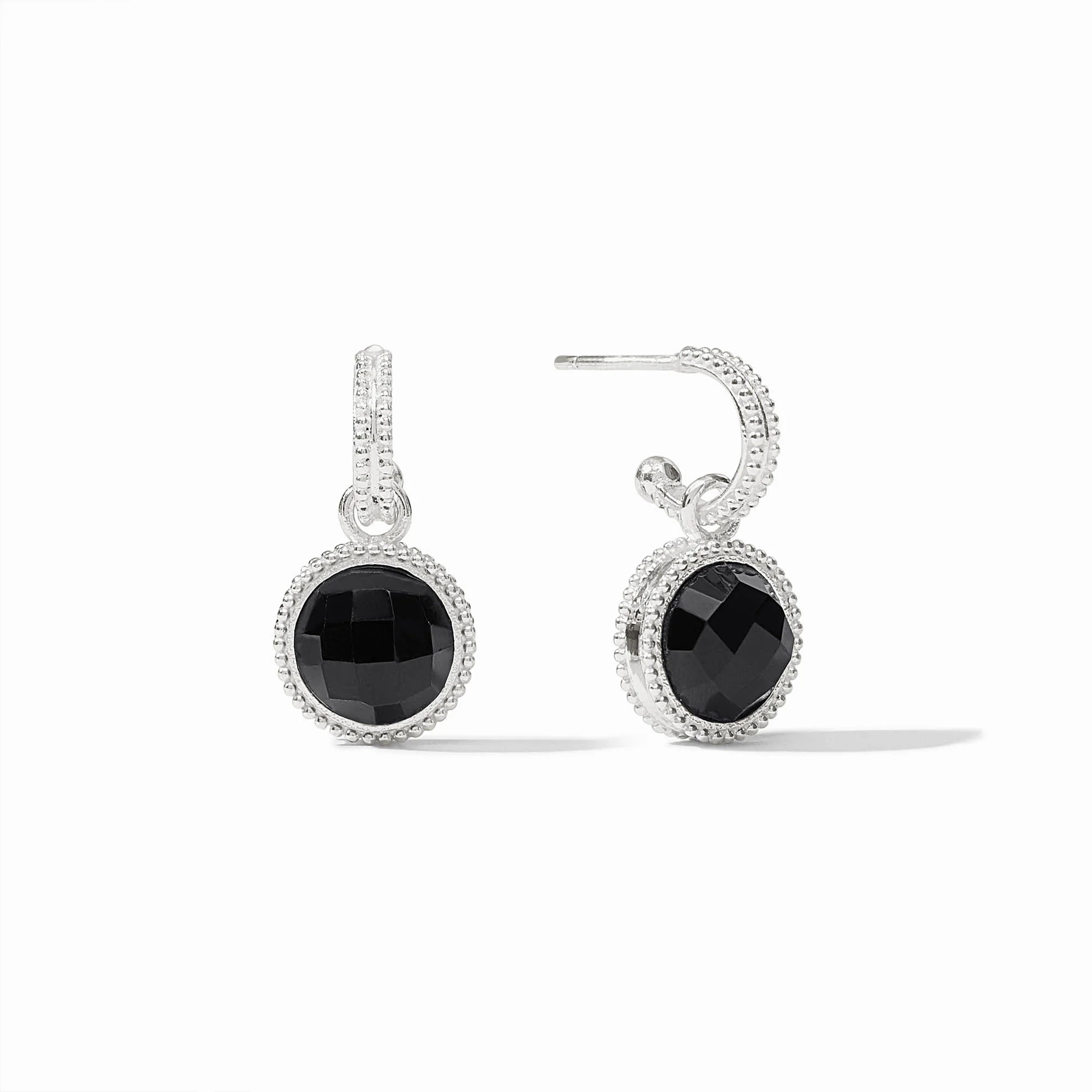 Fleur-de-Lis Silver Hoop & Charm Earring