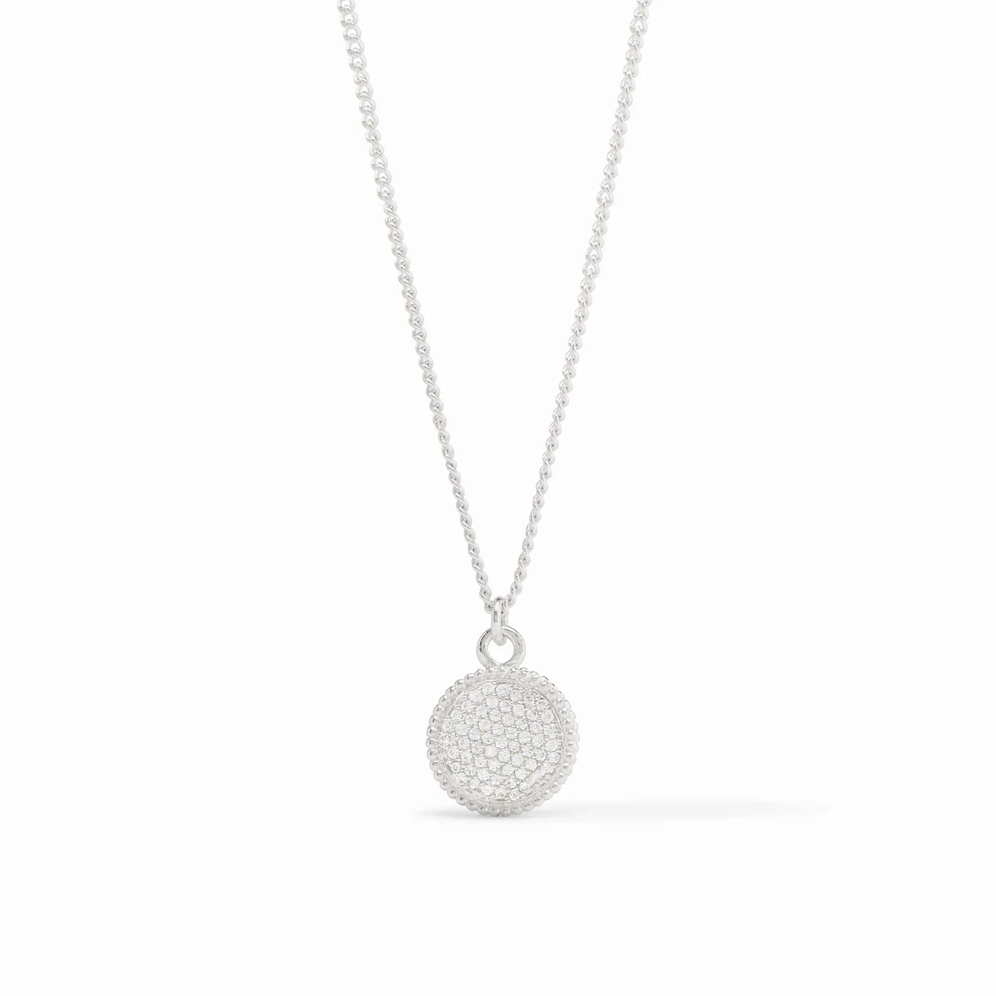 Fleur-de-Lis Silver Solitaire Necklace