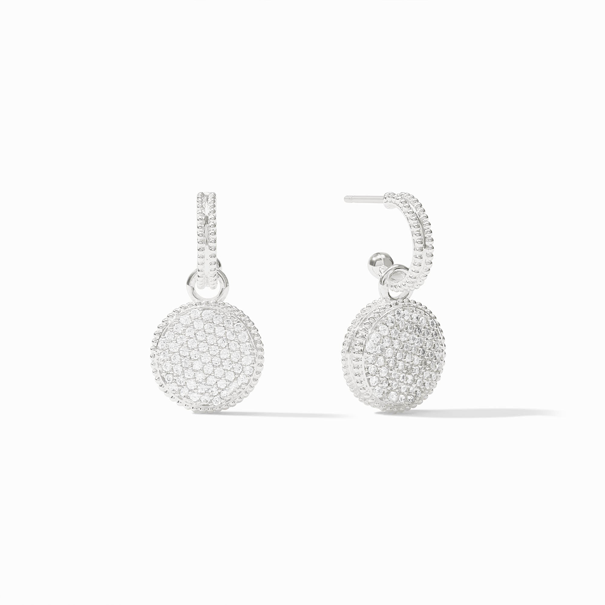Fleur-de-Lis Silver Hoop & Charm Earring