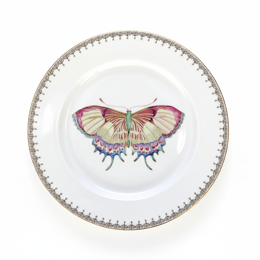 Golden Teardrop Butterfly Dessert Plate