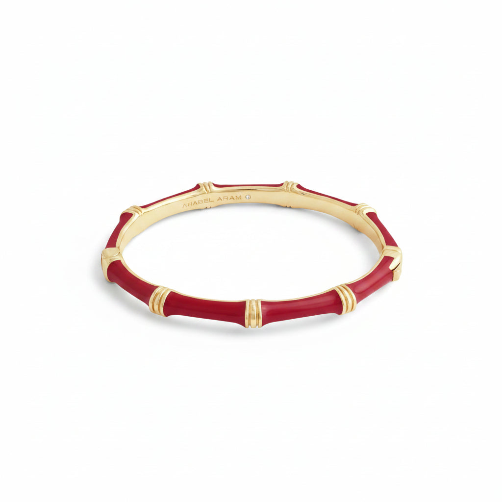 Bamboo Enameled Hinged Bangle
