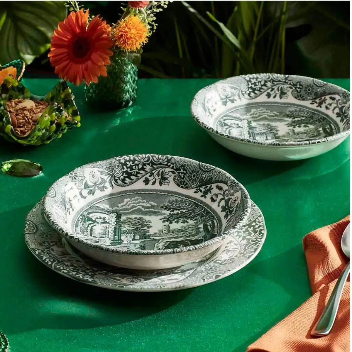 Heritage Green Italian Cereal Bowl 6.5"