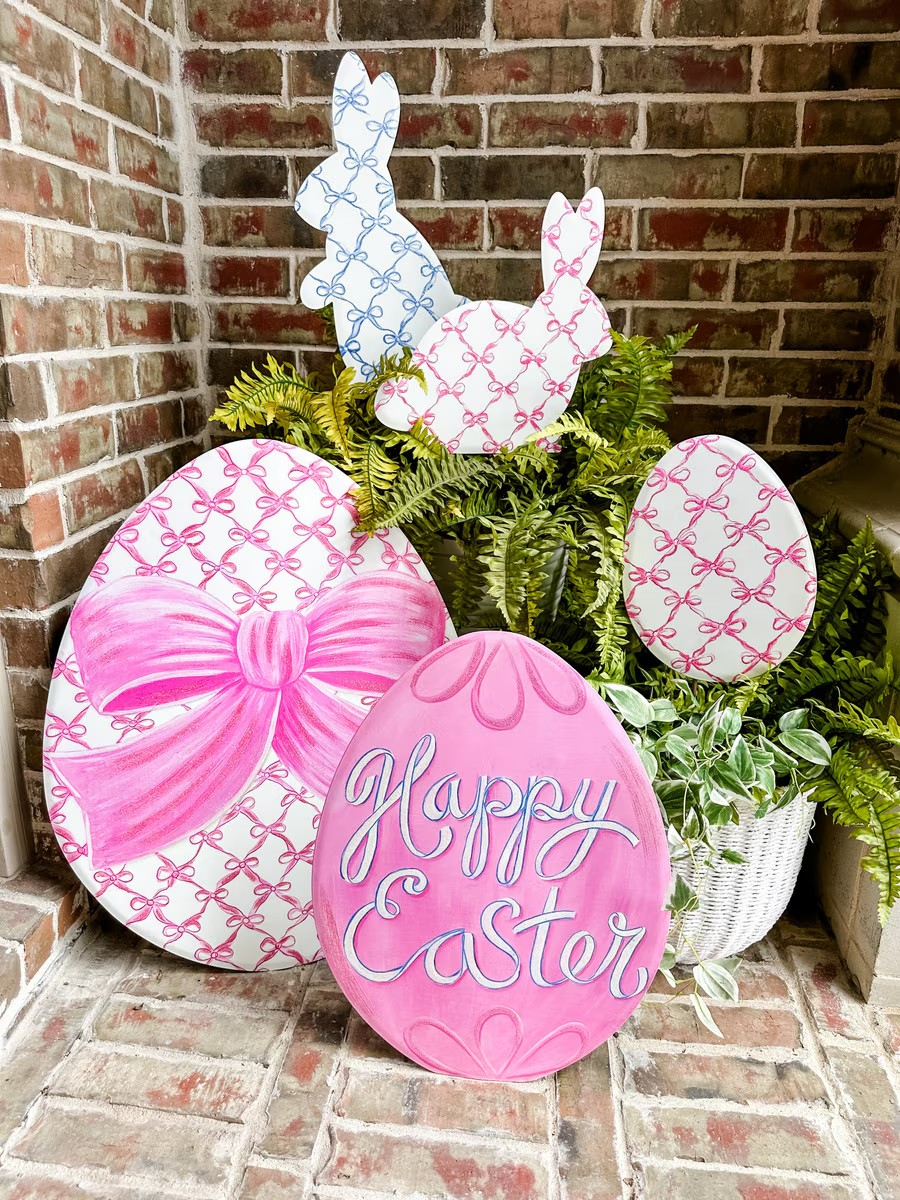 Pink "Happy Easter" Egg Stake