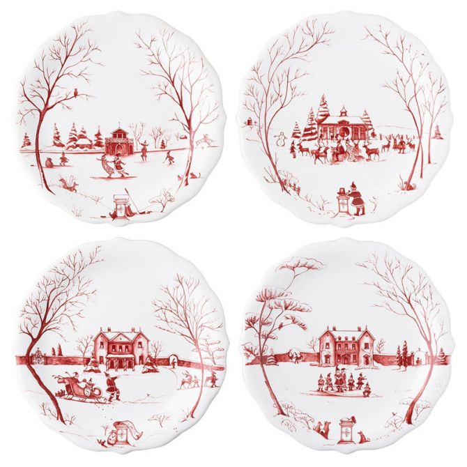 Country Estate Mr and Mrs Claus Party Plates Set of 4