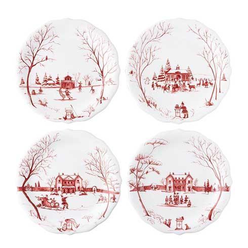 Country Estate Winter Frolic Party Plates Set of 4