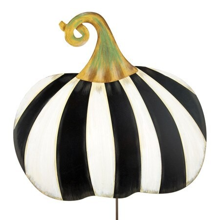 Striped Pumpkin Yard Stake