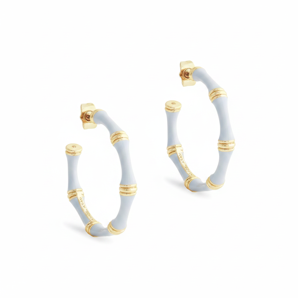 Bamboo Enameled Hoop Earring