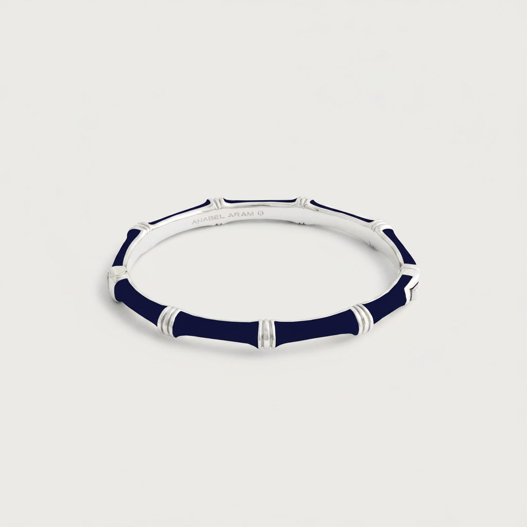 Bamboo Silver Enambled Hinge Bangle