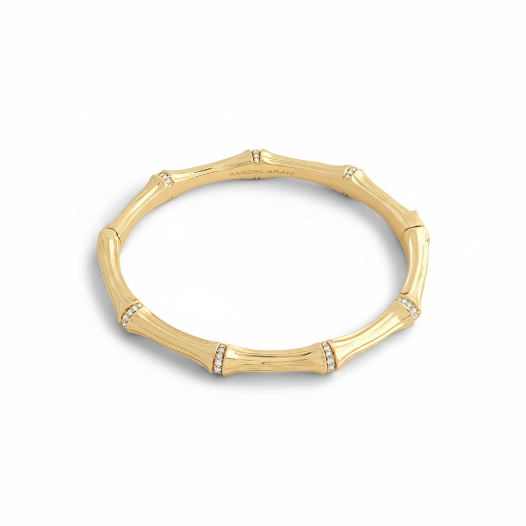 Bamboo Hinged Gold Bangle