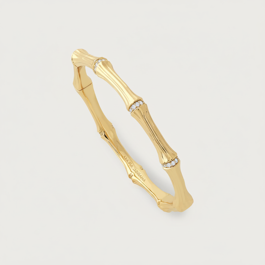 Bamboo Hinged Gold Bangle