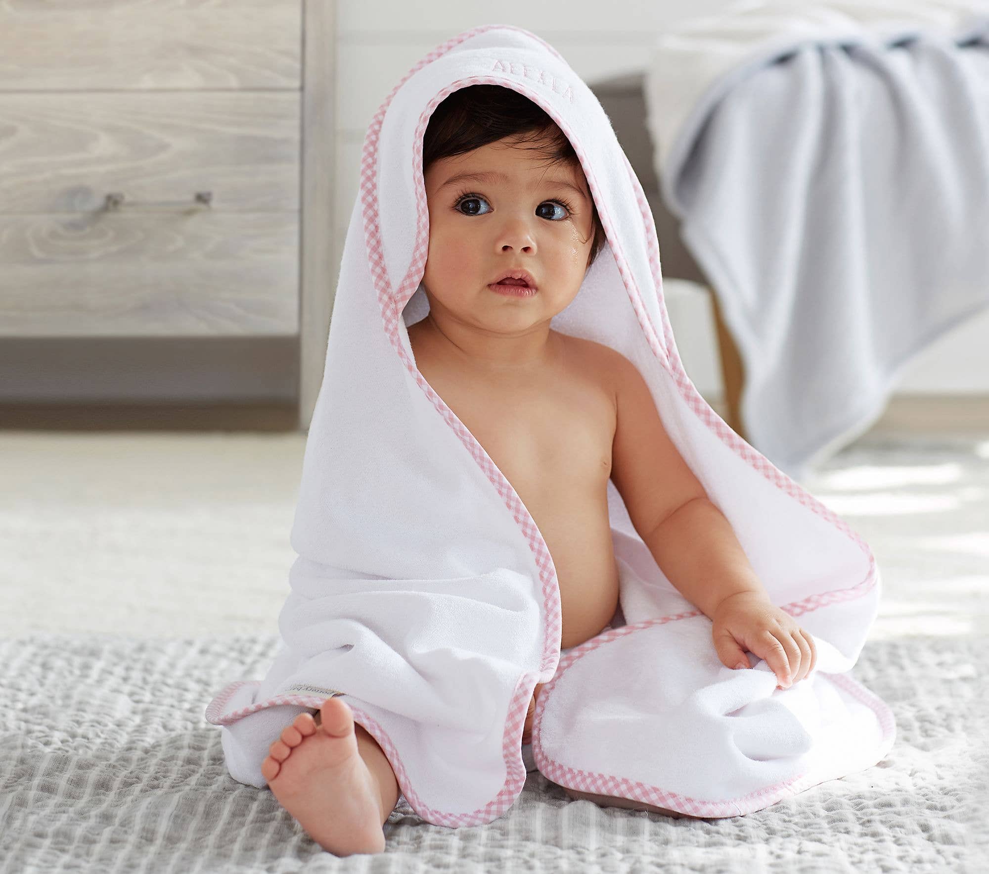 Hooded Terry Cloth Towel Bath Set - Gingham