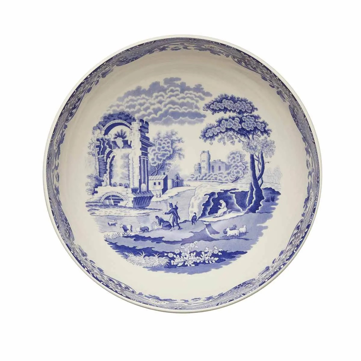 Blue Italian Deep Round Bowl 10.75"