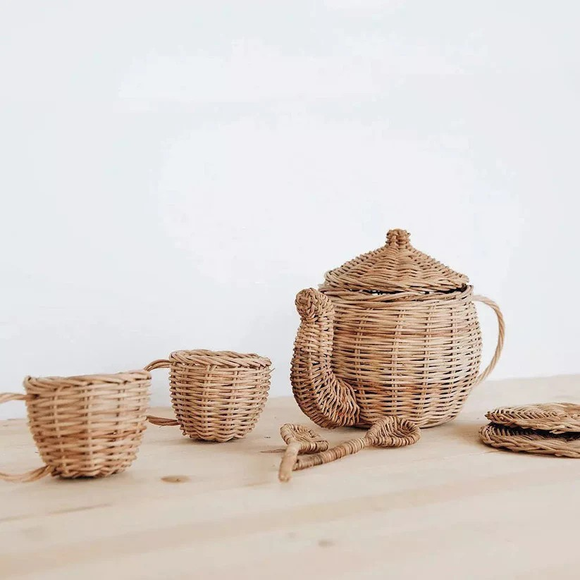 Rattan Toy Tea Set